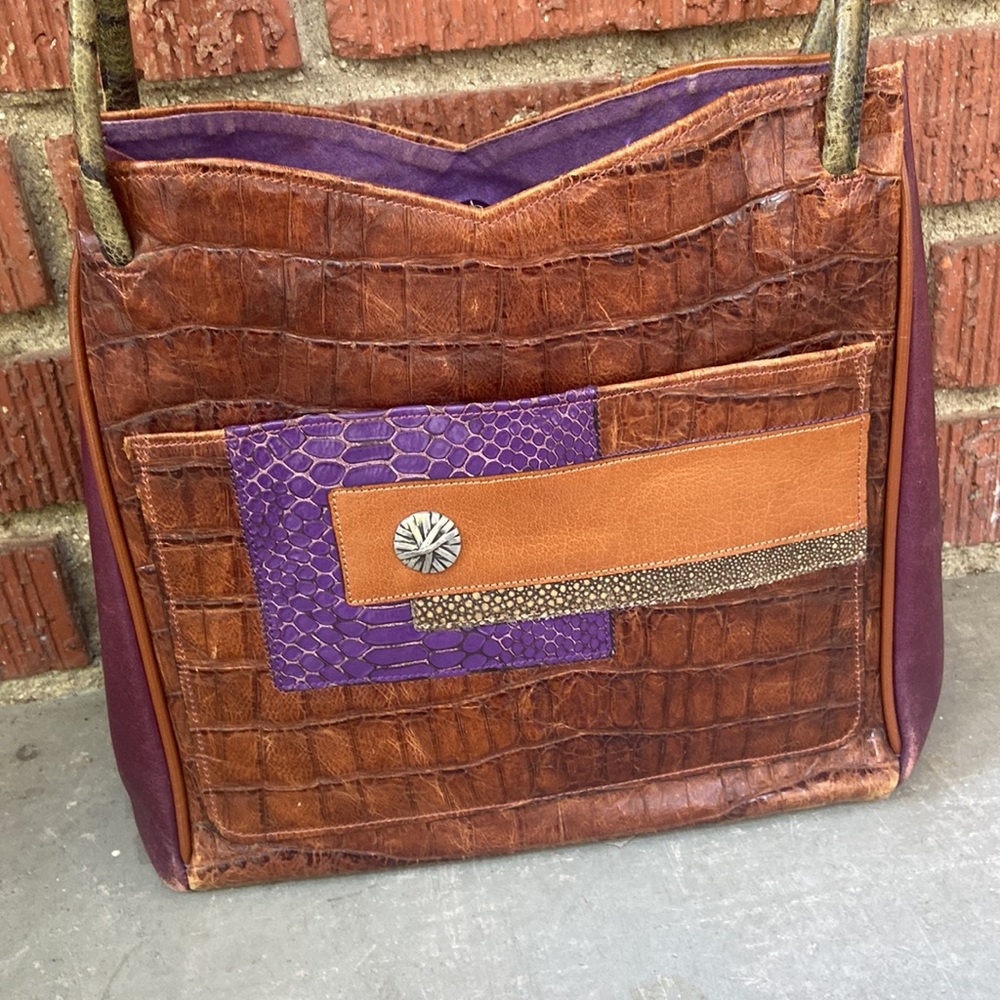 Rare James Culver Leather Croc Embossed Shoulder Bag - Picture 13 of 14
